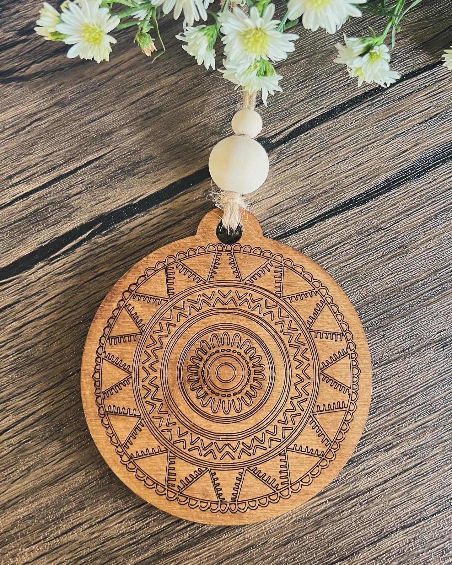 Wooden Mandala Essential Oil Diffuser Charm