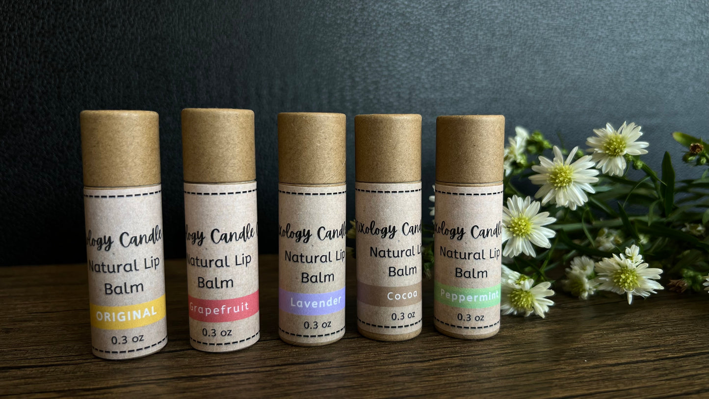 Natural Lip Balms - Original, Lavender, Mint, Grapefruit, and Cocoa Flavors