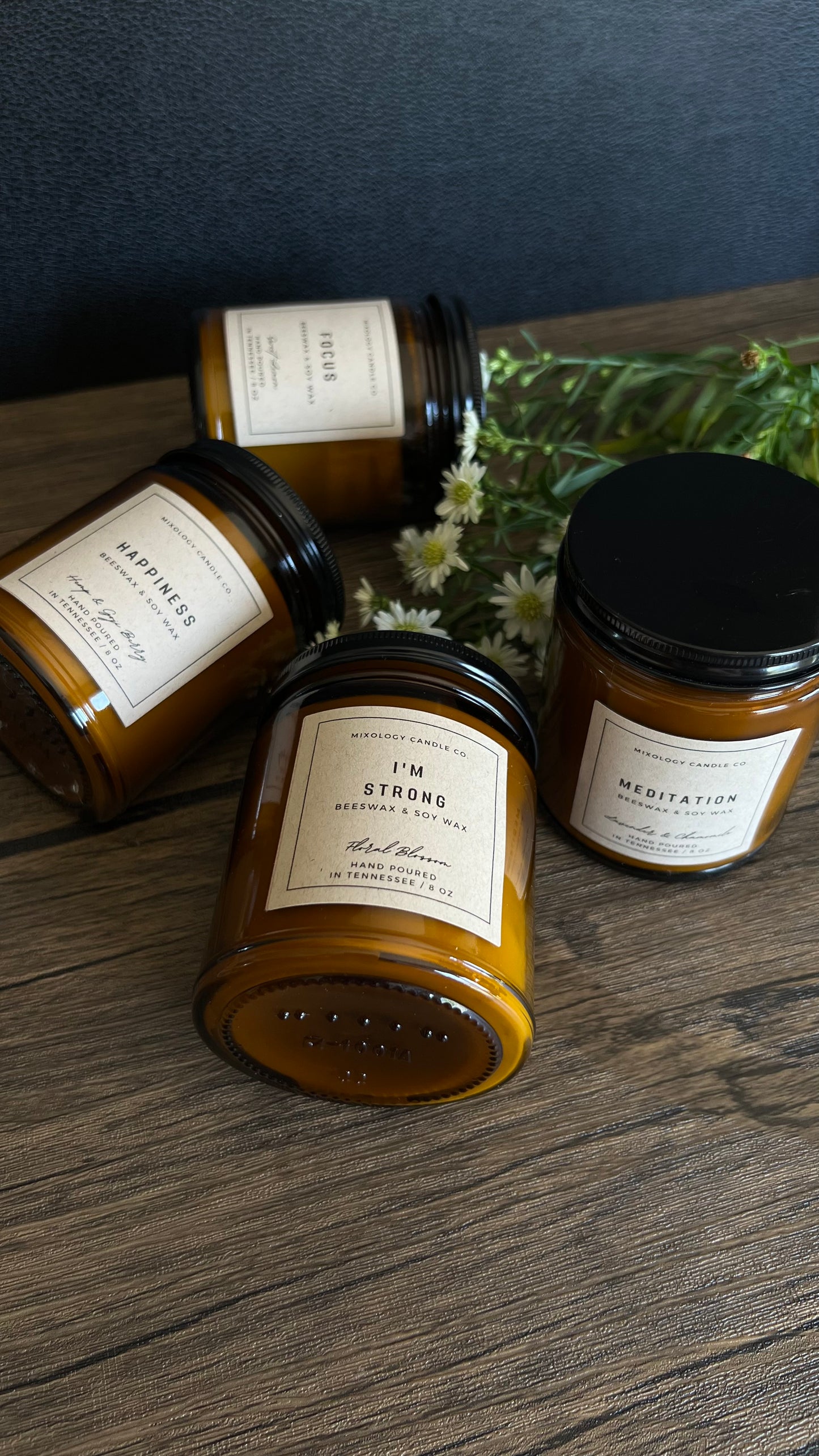 Beeswax & Soy Wax Meditation Candle, Non Toxic Candle, 8 oz, Pure Beeswax+Soy Wax