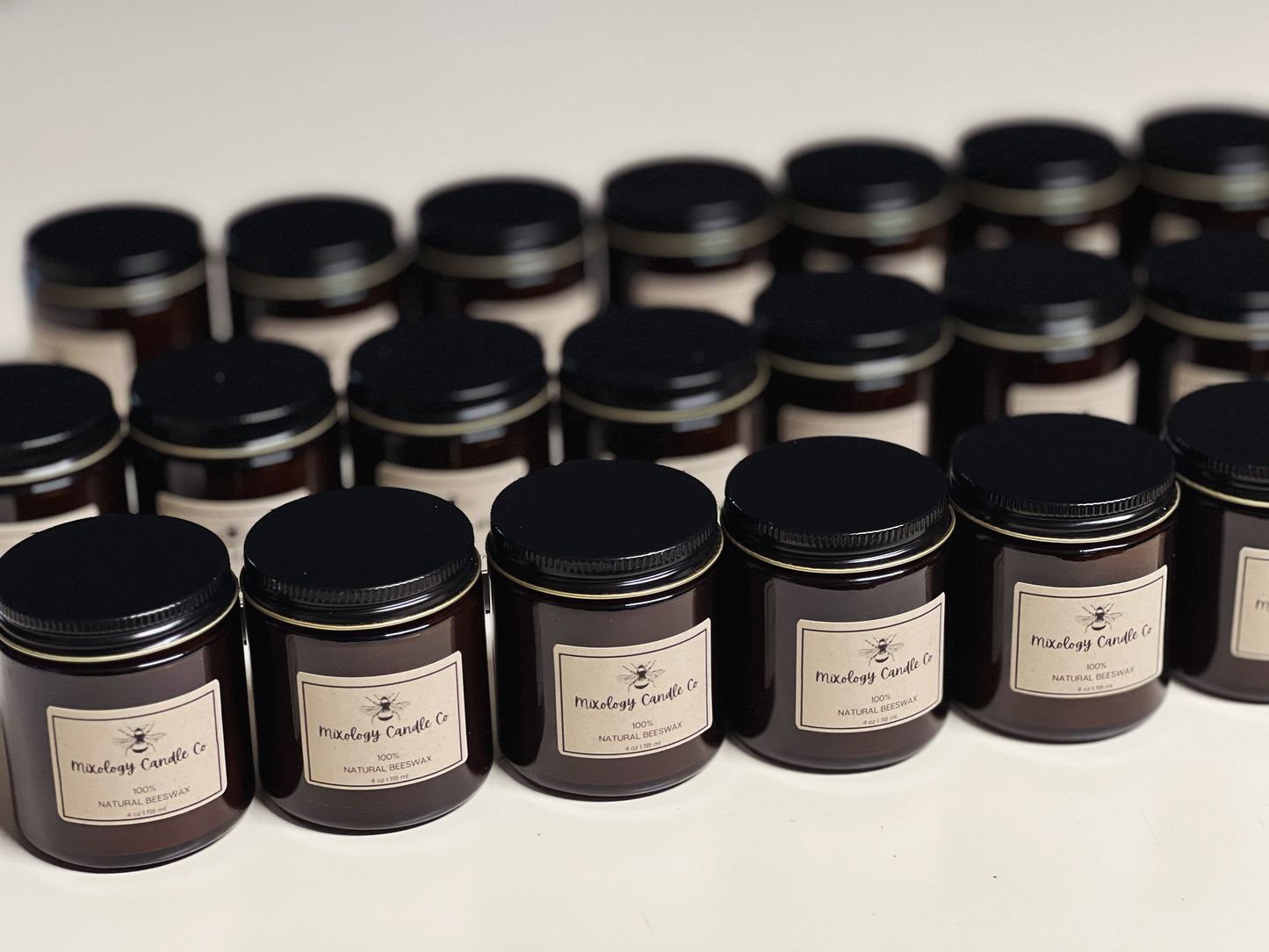 Hand-poured Beeswax Candle with cotton wick, 4 oz