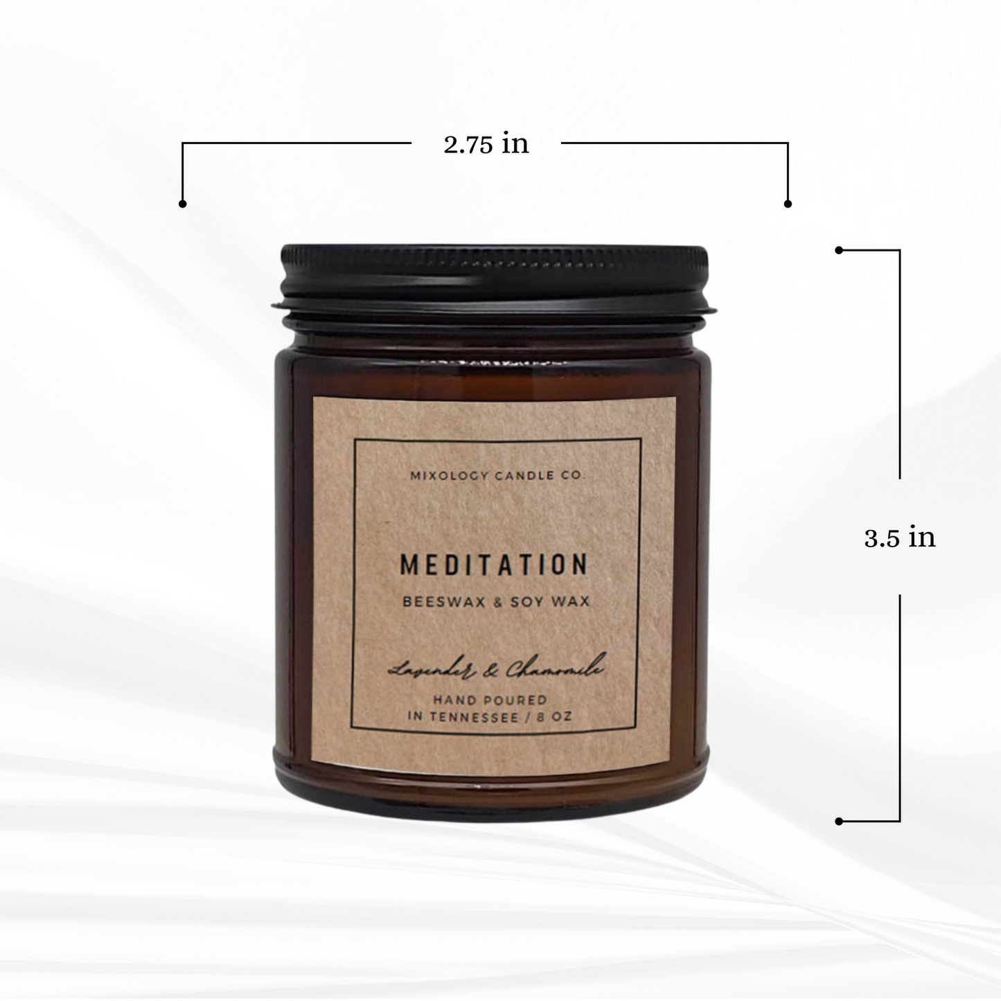 Beeswax & Soy Wax Meditation Candle, Non Toxic Candle, 8 oz, Pure Beeswax+Soy Wax