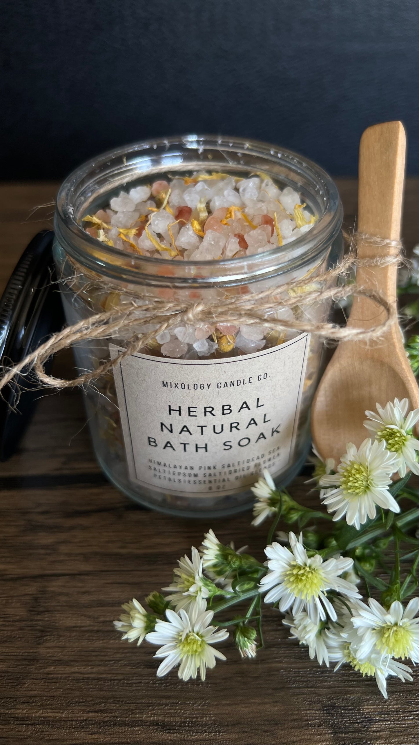 Herbal Natural Bath Salt With Pedals, Spa Salts and Herbs, 9 oz