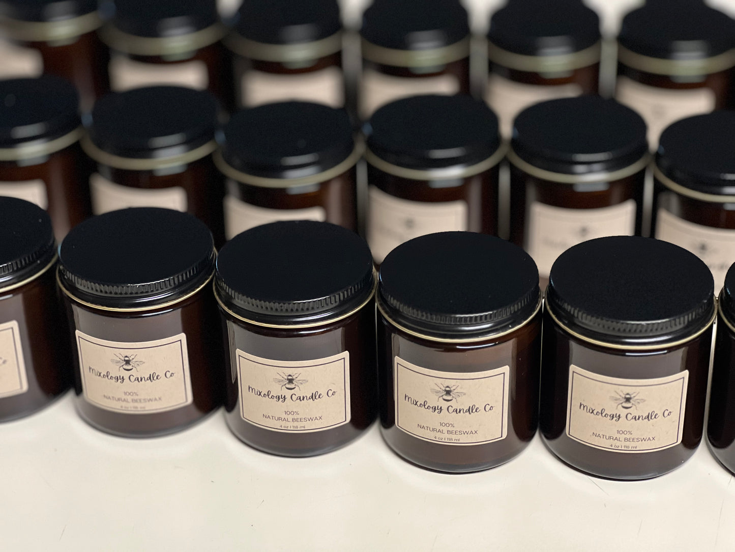 Hand-poured Beeswax Candle with cotton wick, 4 oz