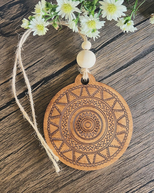 Wooden Mandala Essential Oil Diffuser Charm