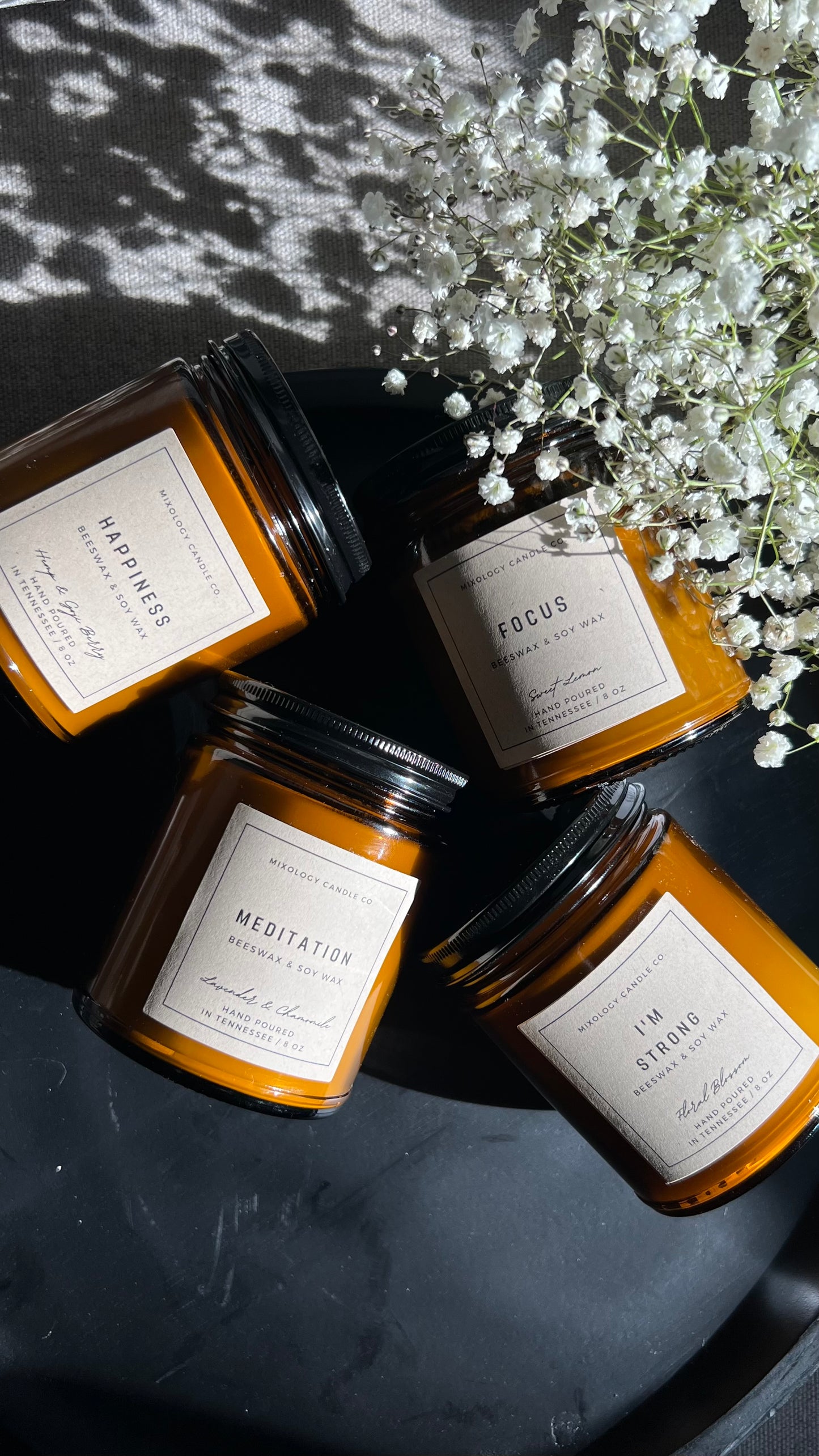 Beeswax & Soy Wax Meditation Candle, Non Toxic Candle, 8 oz, Pure Beeswax+Soy Wax