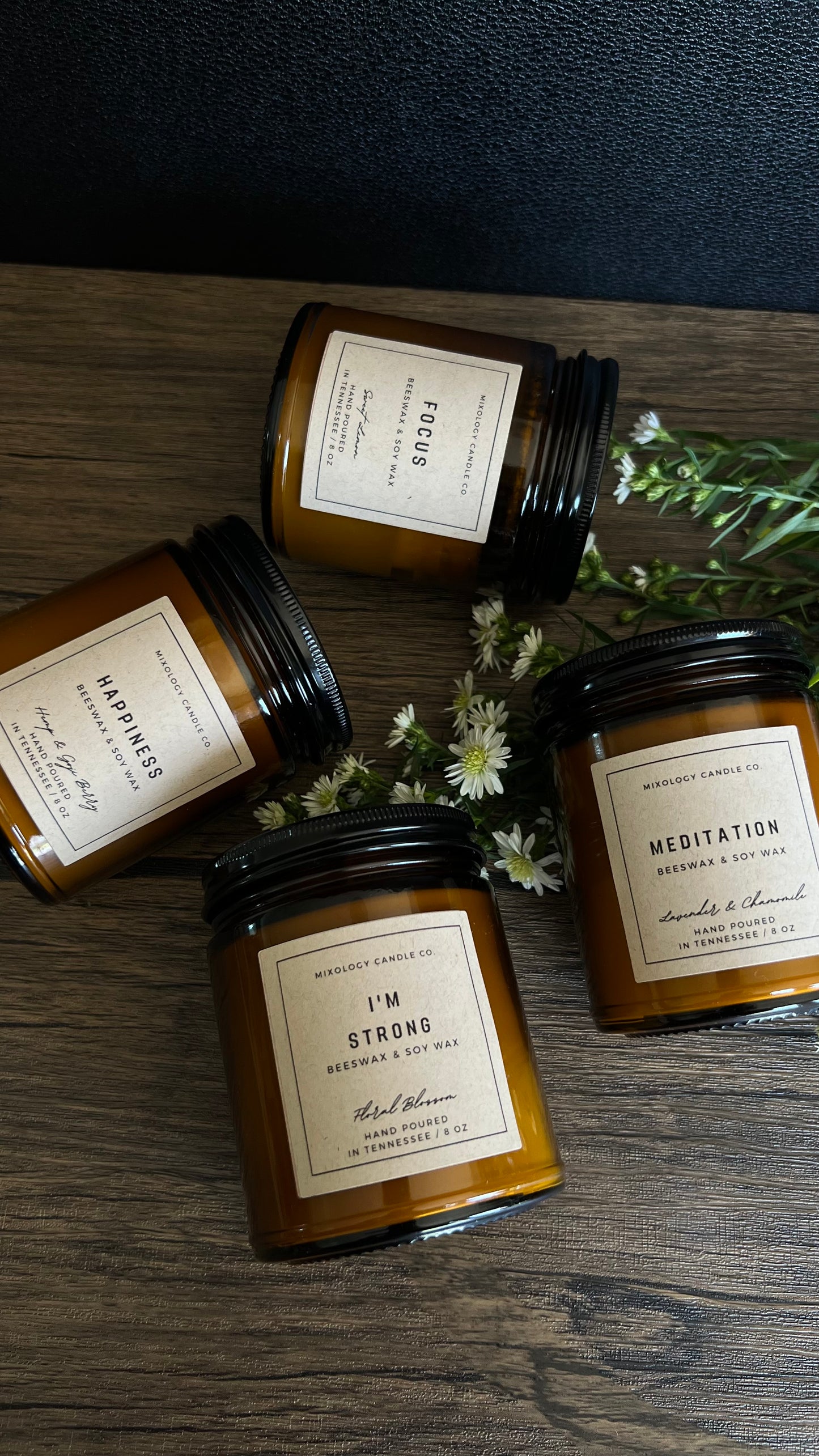 Beeswax & Soy Wax Meditation Candle, Non Toxic Candle, 8 oz, Pure Beeswax+Soy Wax