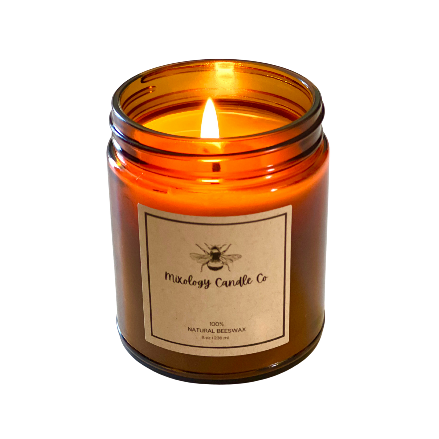 Hand-poured Beeswax Candle with cotton wick, 4 oz