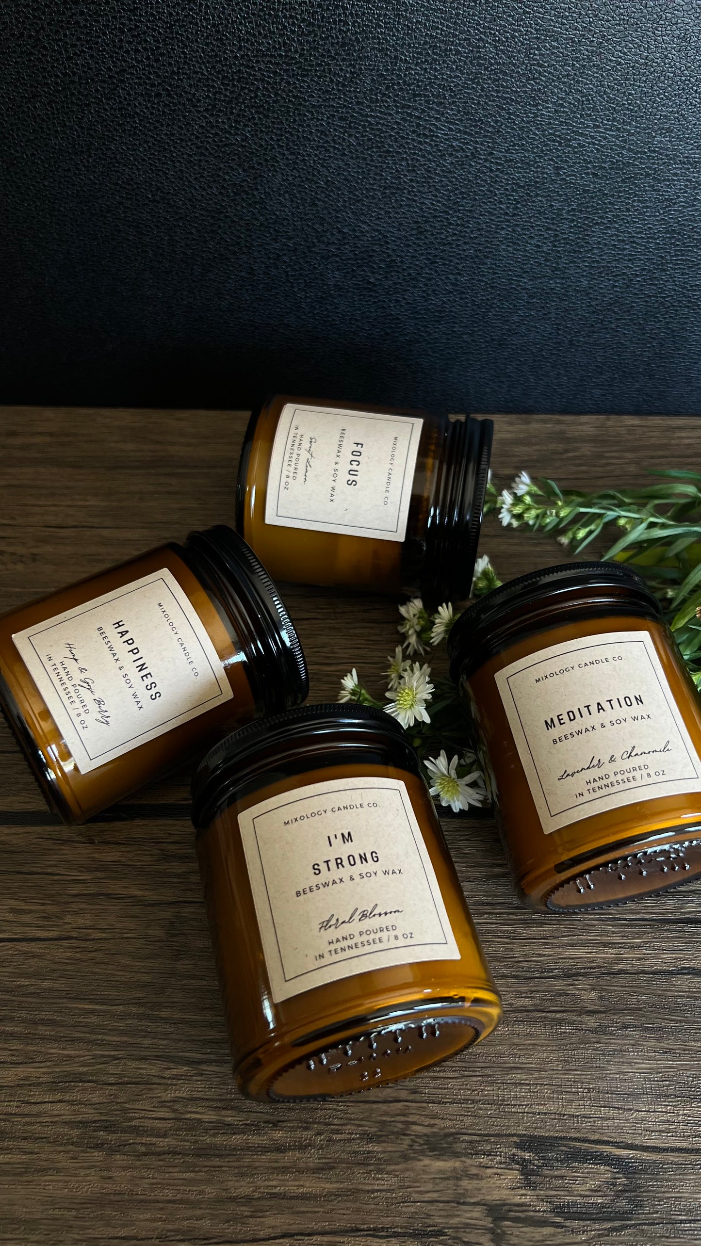 Beeswax & Soy Wax Meditation Candle, Non Toxic Candle, 8 oz, Pure Beeswax+Soy Wax