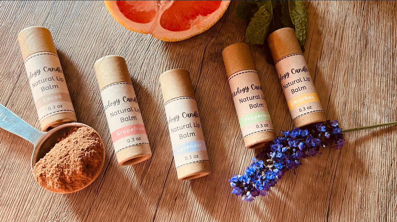 Natural Lip Balms - Original, Lavender, Mint, Grapefruit, and Cocoa Flavors